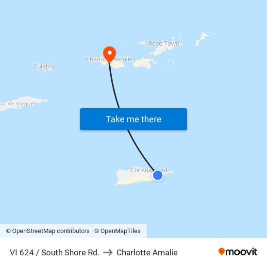 VI 624 / South Shore Rd. to Charlotte Amalie map