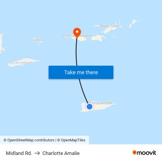 Midland Rd. to Charlotte Amalie map