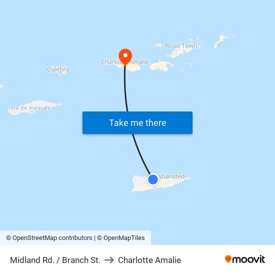 Midland Rd. / Branch St. to Charlotte Amalie map