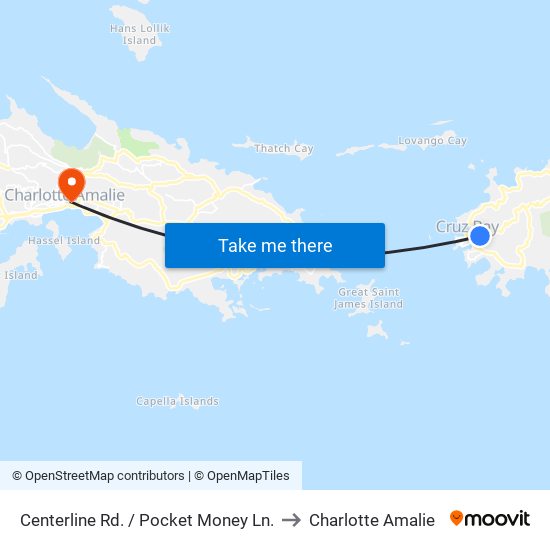 Centerline Rd. / Pocket Money Ln. to Charlotte Amalie map