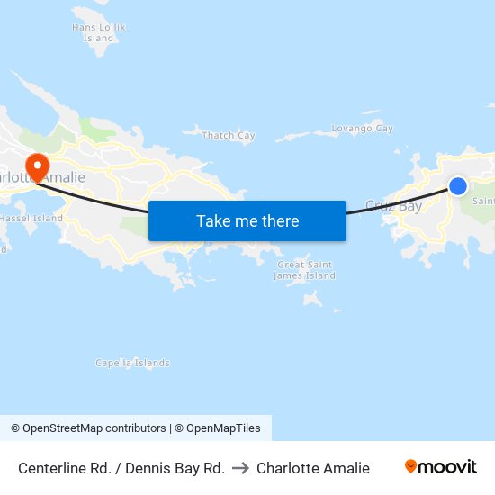 Centerline Rd. / Dennis Bay Rd. to Charlotte Amalie map