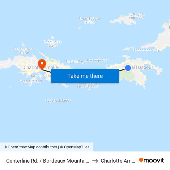 Centerline Rd. / Bordeaux Mountain Rd. to Charlotte Amalie map