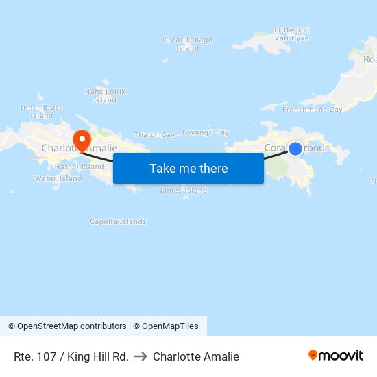 Rte. 107 / King Hill Rd. to Charlotte Amalie map