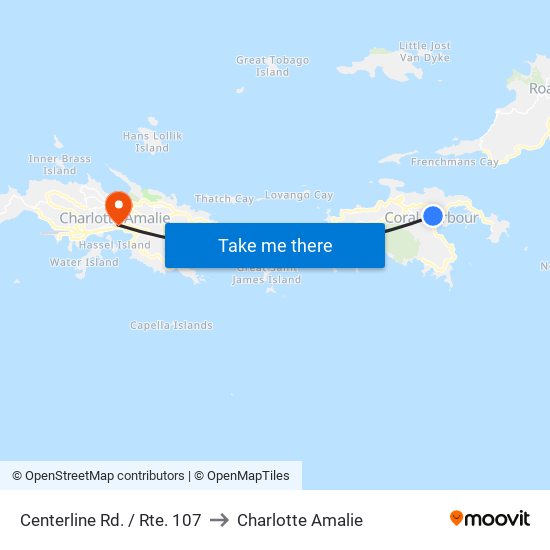 Centerline Rd. / Rte. 107 to Charlotte Amalie map