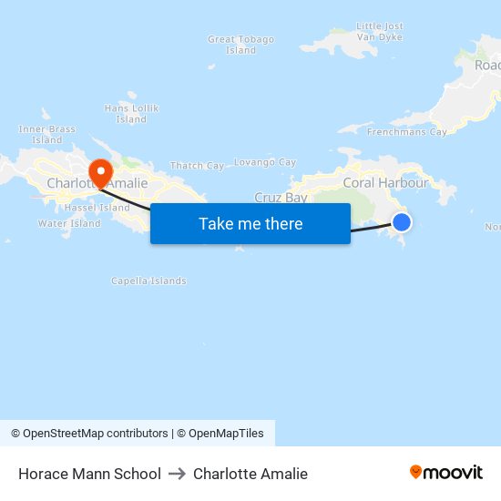 Horace Mann School to Charlotte Amalie map