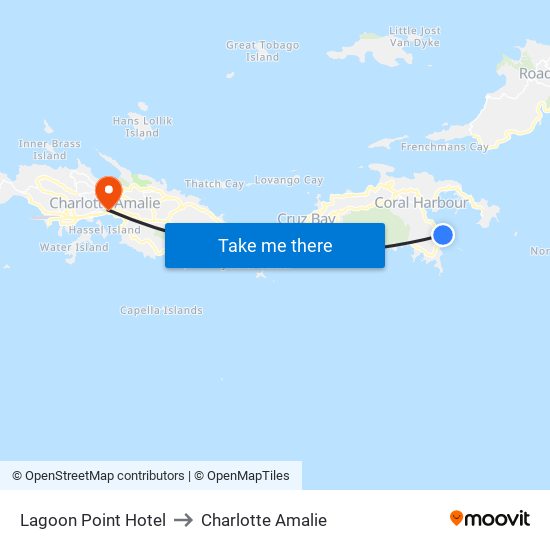 Lagoon Point Hotel to Charlotte Amalie map