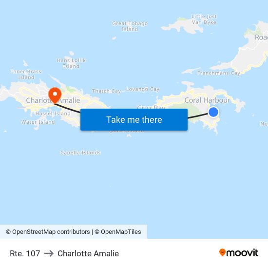 Rte. 107 to Charlotte Amalie map