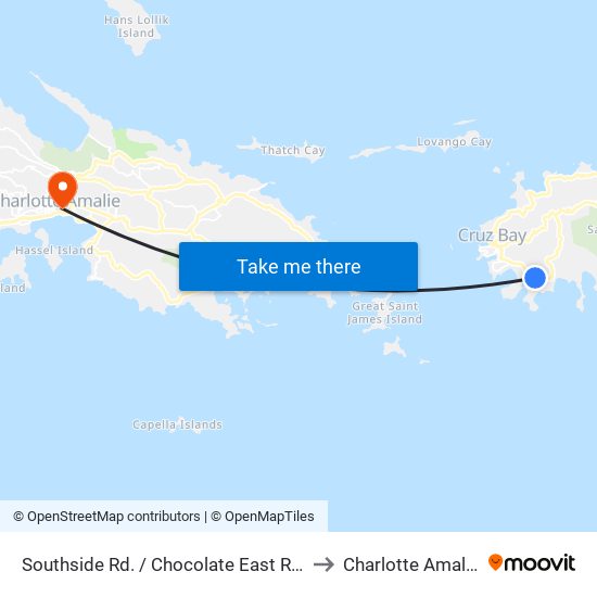 Southside Rd. / Chocolate East Rd. to Charlotte Amalie map
