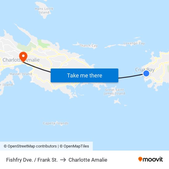 Fishfry Dve. / Frank St. to Charlotte Amalie map