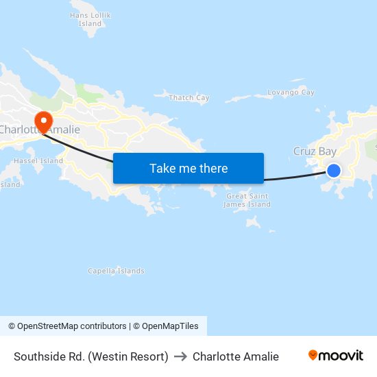 Southside Rd. (Westin Resort) to Charlotte Amalie map