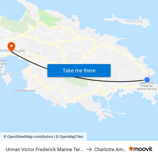 Urman Víctor Frederick Marine Terminal to Charlotte Amalie map