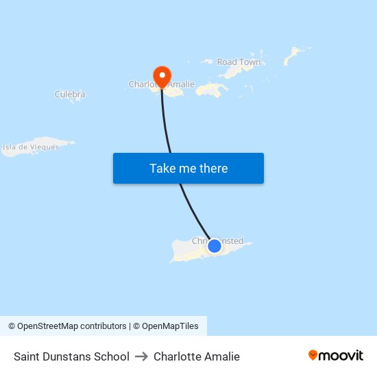 Saint Dunstans School to Charlotte Amalie map
