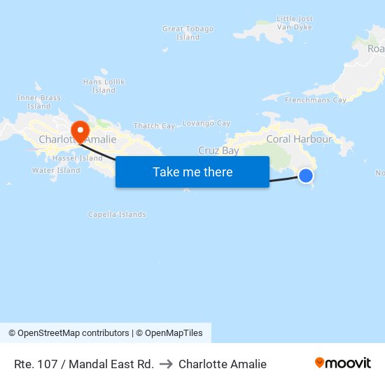 Rte. 107 / Mandal East Rd. to Charlotte Amalie map