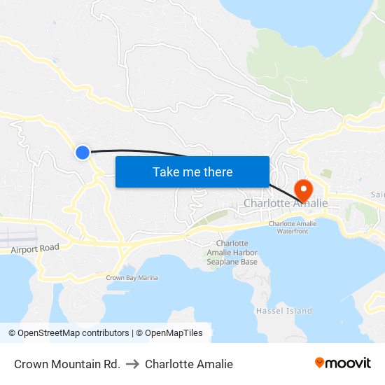 Crown Mountain Rd. to Charlotte Amalie map