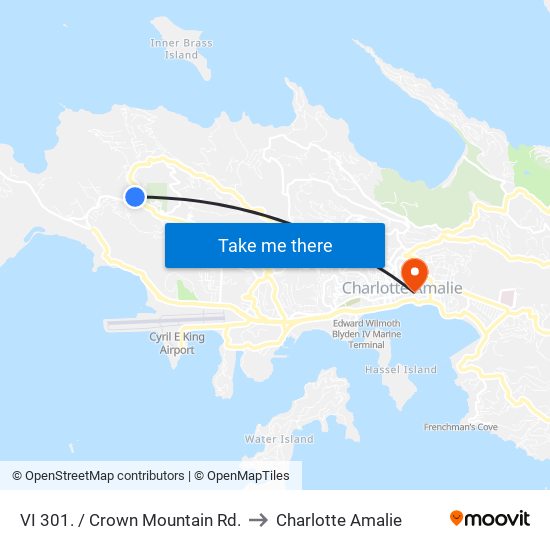 VI 301. / Crown Mountain Rd. to Charlotte Amalie map