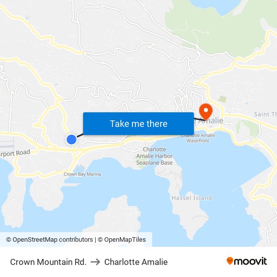 Crown Mountain Rd. to Charlotte Amalie map