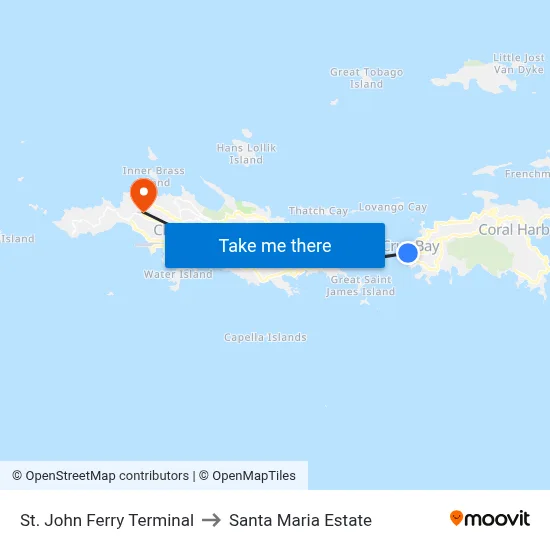 St. John Ferry Terminal to Santa Maria Estate map