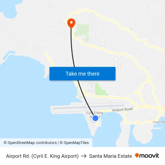 Airport Rd. (Cyril E. King Airport) to Santa Maria Estate map