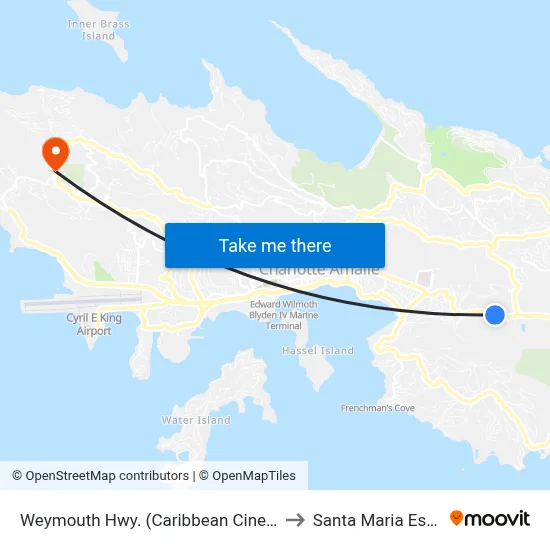 Weymouth Hwy. (Caribbean Cinemas) to Santa Maria Estate map