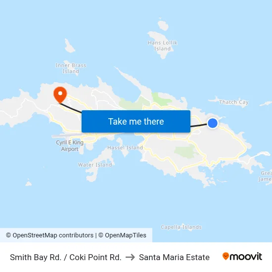 Smith Bay Rd. / Coki Point Rd. to Santa Maria Estate map