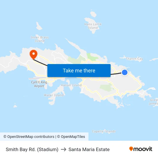 Smith Bay Rd. (Stadium) to Santa Maria Estate map