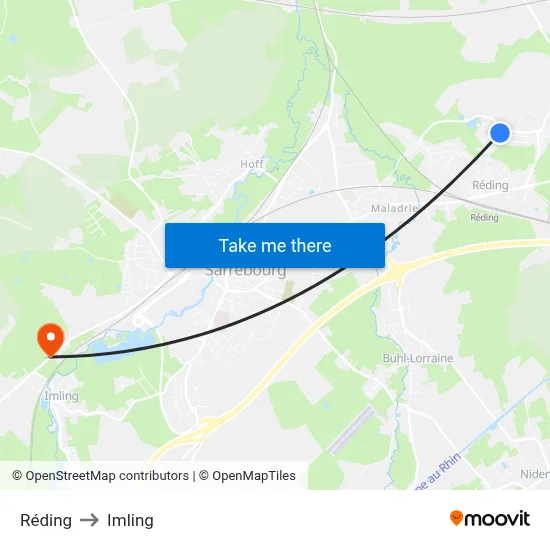 Réding to Imling map