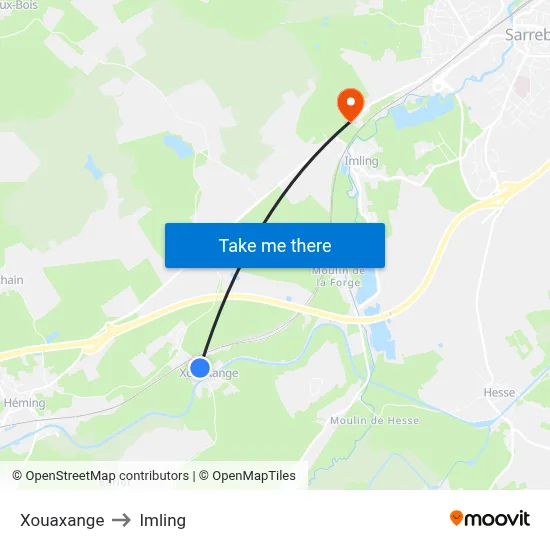 Xouaxange to Imling map