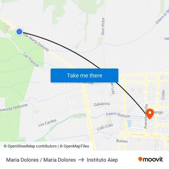Maria Dolores / Maria Dolores to Instituto Aiep map