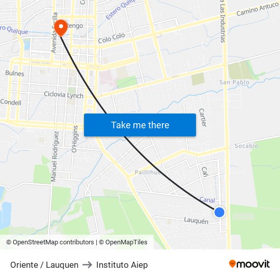 Oriente /  Lauquen to Instituto Aiep map