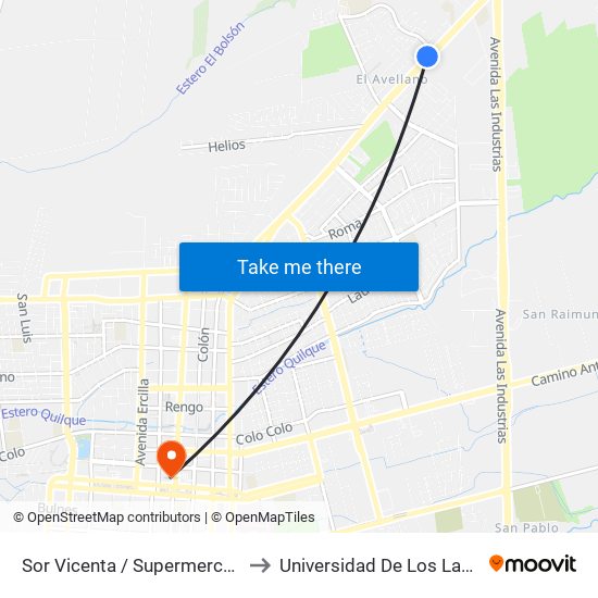 Sor Vicenta / Supermercado to Universidad De Los Lagos map