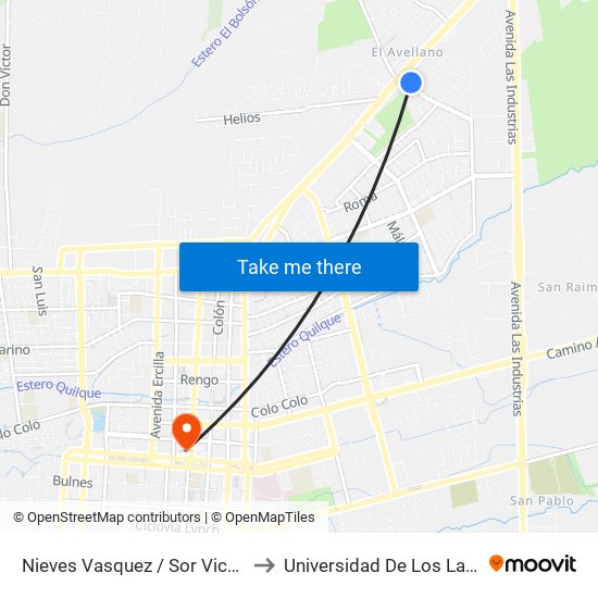 Nieves Vasquez /  Sor Vicenta to Universidad De Los Lagos map