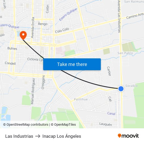 Las Industrias to Inacap Los Ángeles map