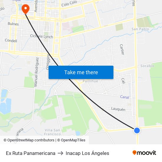 Ex Ruta Panamericana to Inacap Los Ángeles map