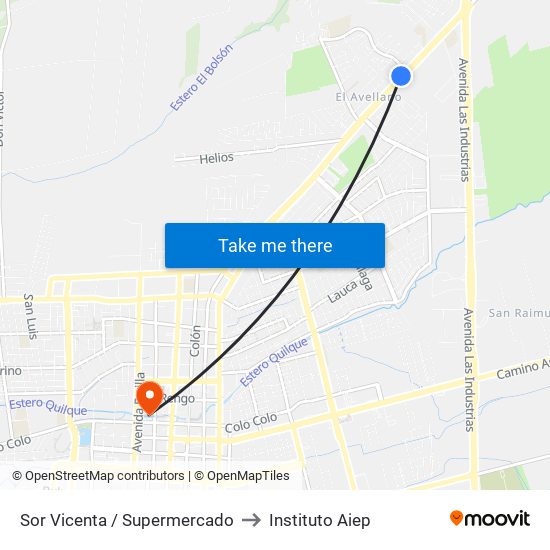 Sor Vicenta / Supermercado to Instituto Aiep map