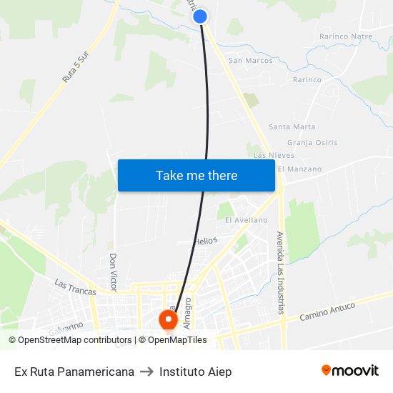 Ex Ruta Panamericana to Instituto Aiep map