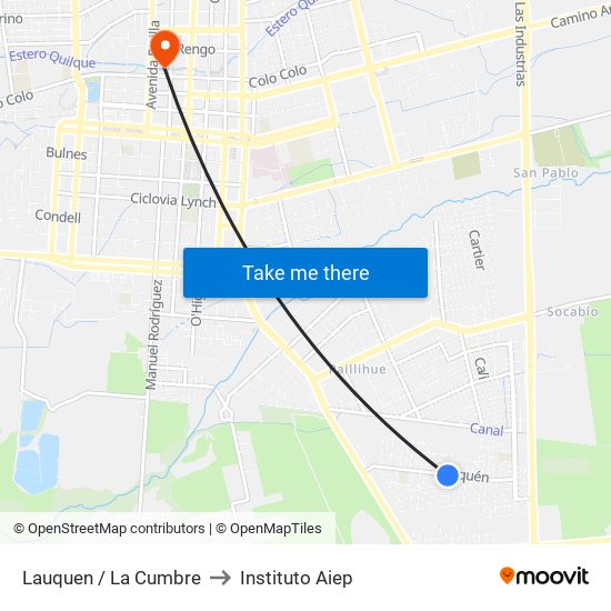 Lauquen /  La Cumbre to Instituto Aiep map