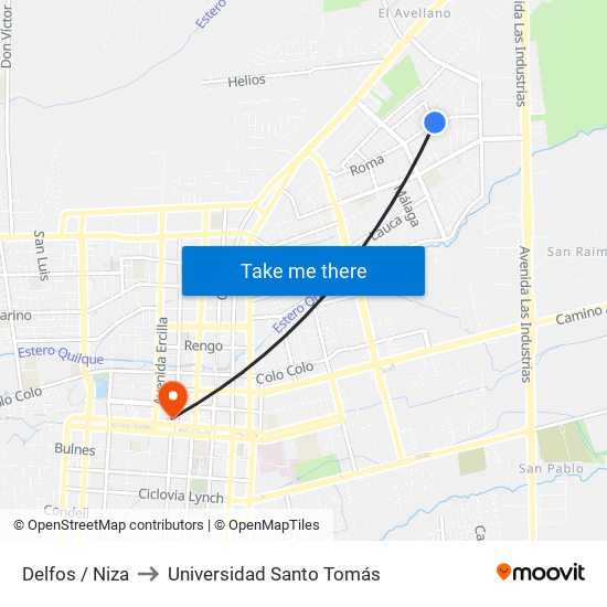 Delfos /  Niza to Universidad Santo Tomás map