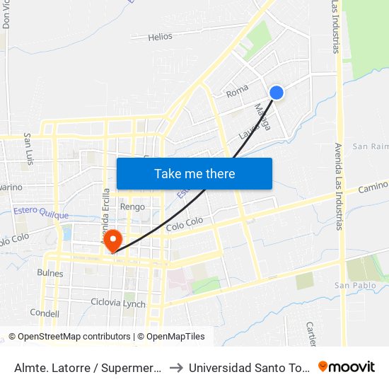 Almte. Latorre / Supermercado to Universidad Santo Tomás map