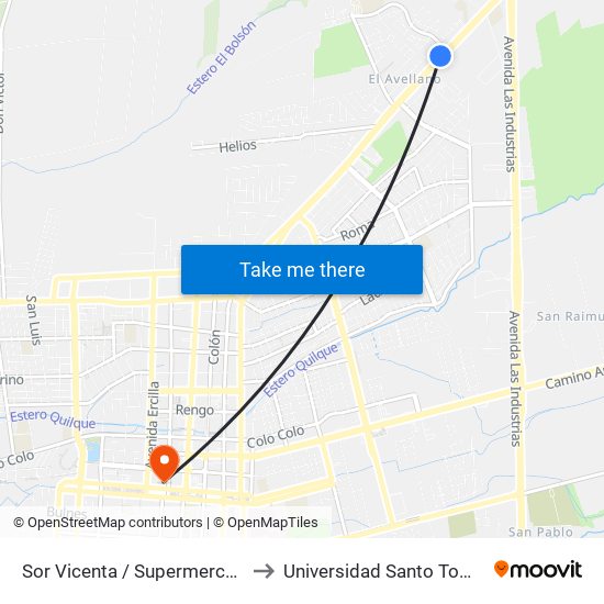 Sor Vicenta / Supermercado to Universidad Santo Tomás map