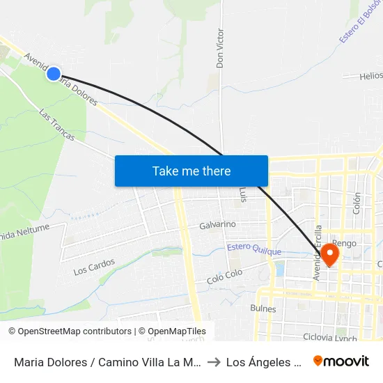 Maria Dolores / Camino Villa La Montana to Los Ángeles Chile map