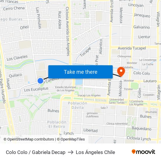 Colo Colo  /  Gabriela Decap to Los Ángeles Chile map
