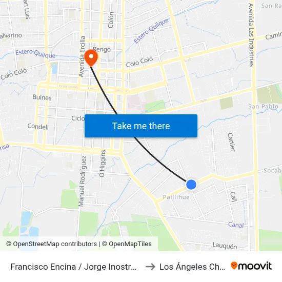 Francisco Encina /  Jorge Inostroza to Los Ángeles Chile map