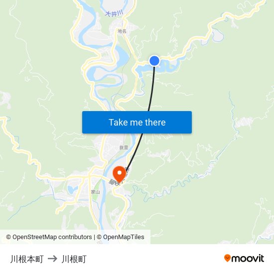 川根本町 to 川根町 map