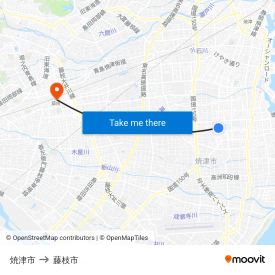 焼津市 to 藤枝市 map