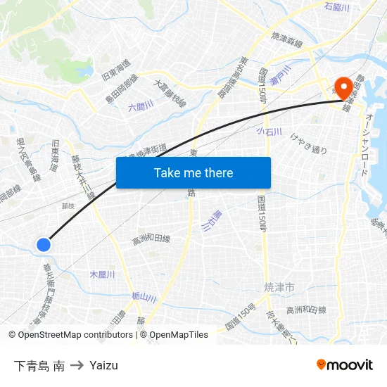 Shimoaoshima South to Yaizu map