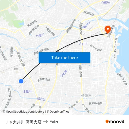Ｊａ大井川 高岡支店 to Yaizu map