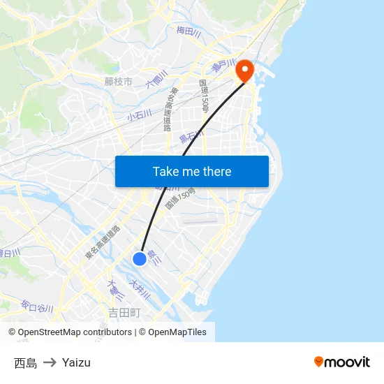 西島 to Yaizu map