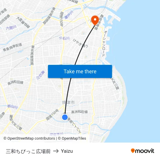 三和ちびっこ広場前 to Yaizu map