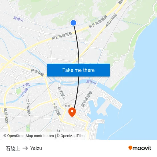 石脇上 to Yaizu map