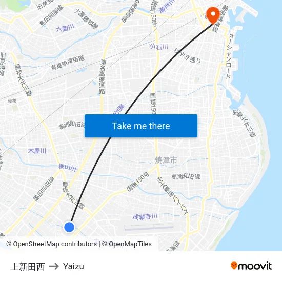 上新田西 to Yaizu map
